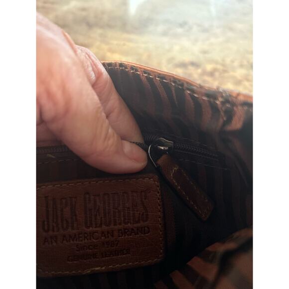 Jack Georges Voyager Horsehoe Leather Crossbody Bag Handstained GORGEOUS - Picture 6 of 15